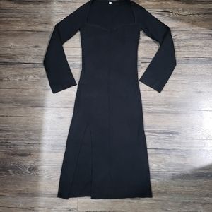 Square neck black long sleeve sweater dress size large